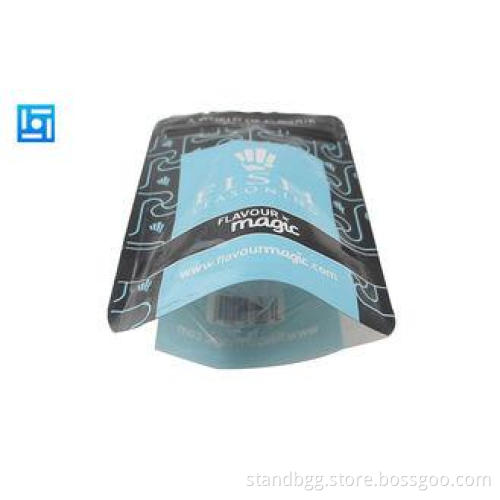 Black flat bottom plastic stand up resealable pouches for f